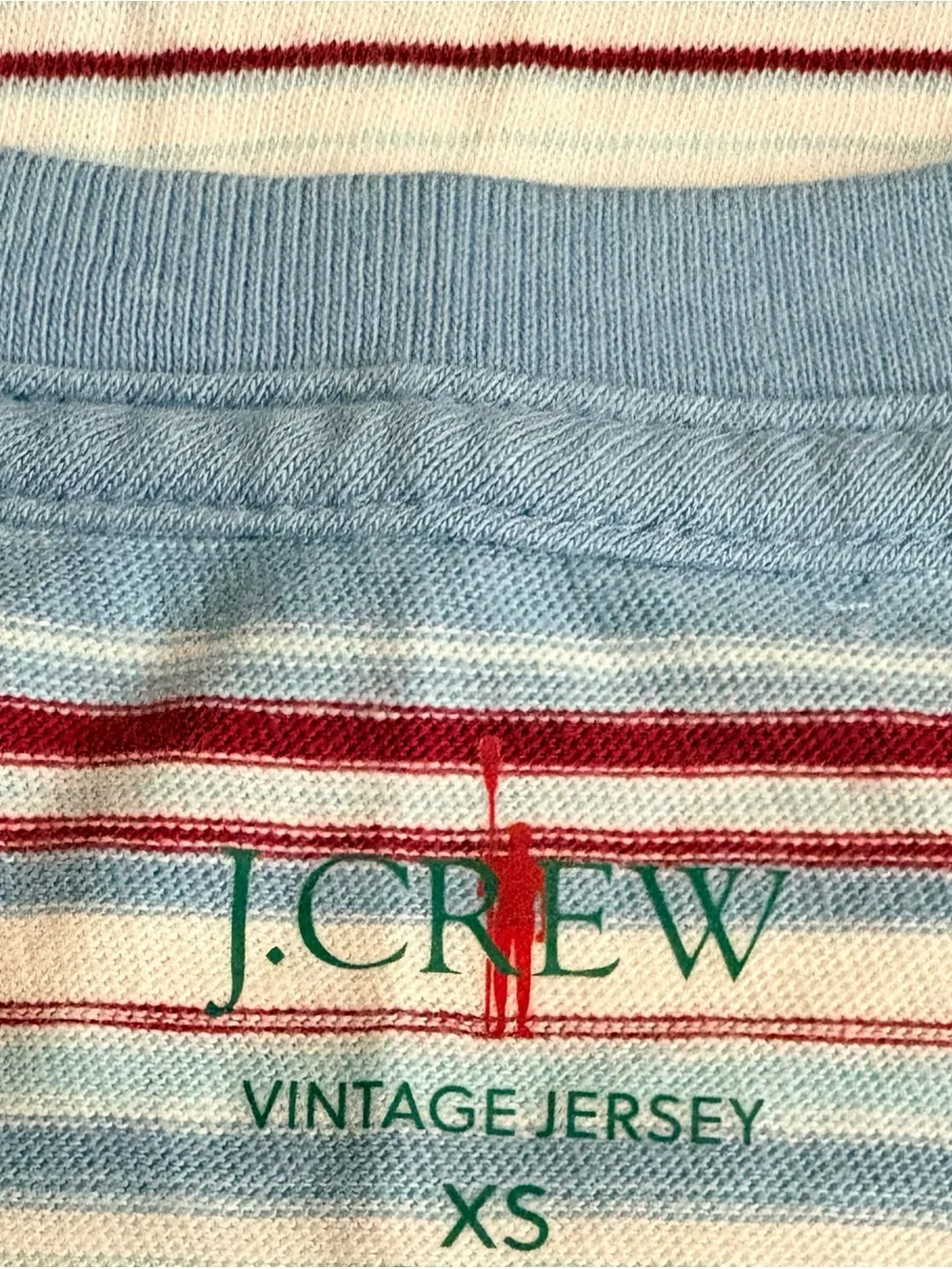 J. Crew Striped Short Sleeve Tee T-shirt light denim blue white red